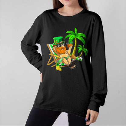 Patrick Day Shirts for Family, Funny Patrick Day shirts, st patrick's day Unisex T-Shirt/Hoodie/Sweatshirt HLT00 - Lucky Irish Leprechaun Hawaiian Surfing St Patrick Day Retro T-Shirt