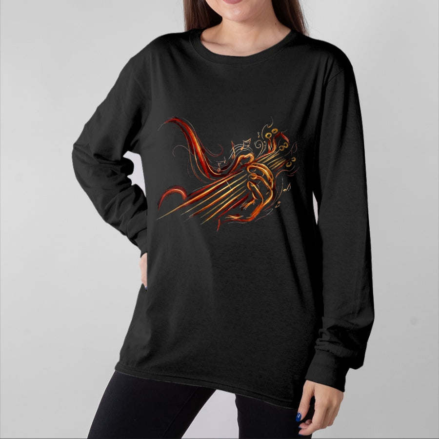 Guitar Lover Shirt, Funny Guitar UnisexT-Shirt/Hoodie/Sweatshirt HLT00 - Abstract Fire Guitar Art Playing Guitar Guitarist Music T-Shirt, Men, Black, 3X-Large