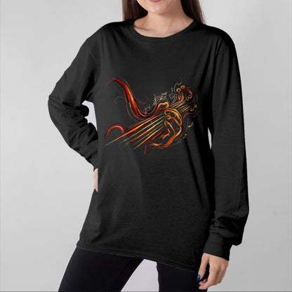 Guitar Lover Shirt, Funny Guitar UnisexT-Shirt/Hoodie/Sweatshirt HLT00 - Abstract Fire Guitar Art Playing Guitar Guitarist Music T-Shirt, Men, Black, 3X-Large