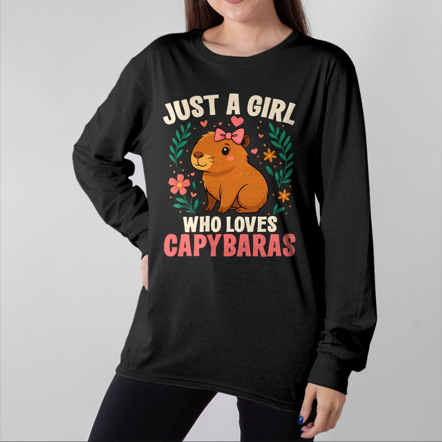 Cute Capybara Shirt, Funny Capybara Unisex T-Shirt/Hoodie/Sweatshirt HLT00 - Just a Girl Who Loves Capybaras Cute Rodent Animal T-Shirt
