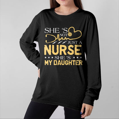 Funny Nurse Shirt, Nurse Unisex T-Shirt/Hoodie/Sweatshirt HLT00 - My Daughter Is A Nurse Proud Nurse's Mom Dad RN LPN Family T-Shirt (4)