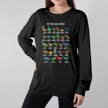 Best Dinosaur Lover Shirt, Funny Dinosaur UnisexT-Shirt/Hoodie/Sweatshirt HLT00 - Types of Dinosaurs Alphabet A-Z ABC Dino Identification T-Shirt, Youth, Purple, X-Small