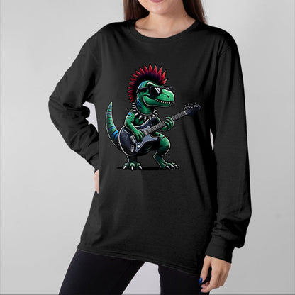Guitar Lover Shirt, Funny Guitar UnisexT-Shirt/Hoodie/Sweatshirt HLT00 - Cute Punk Dinosaur, Rock_n Roll Goth Dino, Guitar Band Funny T-Shirt