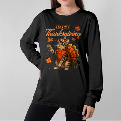 Best Thanksgiving Family Shirt , Funny Thanksgiving UnisexT-Shirt/Hoodie/Sweatshirt HLT00 - Cute Cat Turkey Happy Thanksgiving Fall Meow Cat Lover T-Shirt, Men, Black, 3X-Large