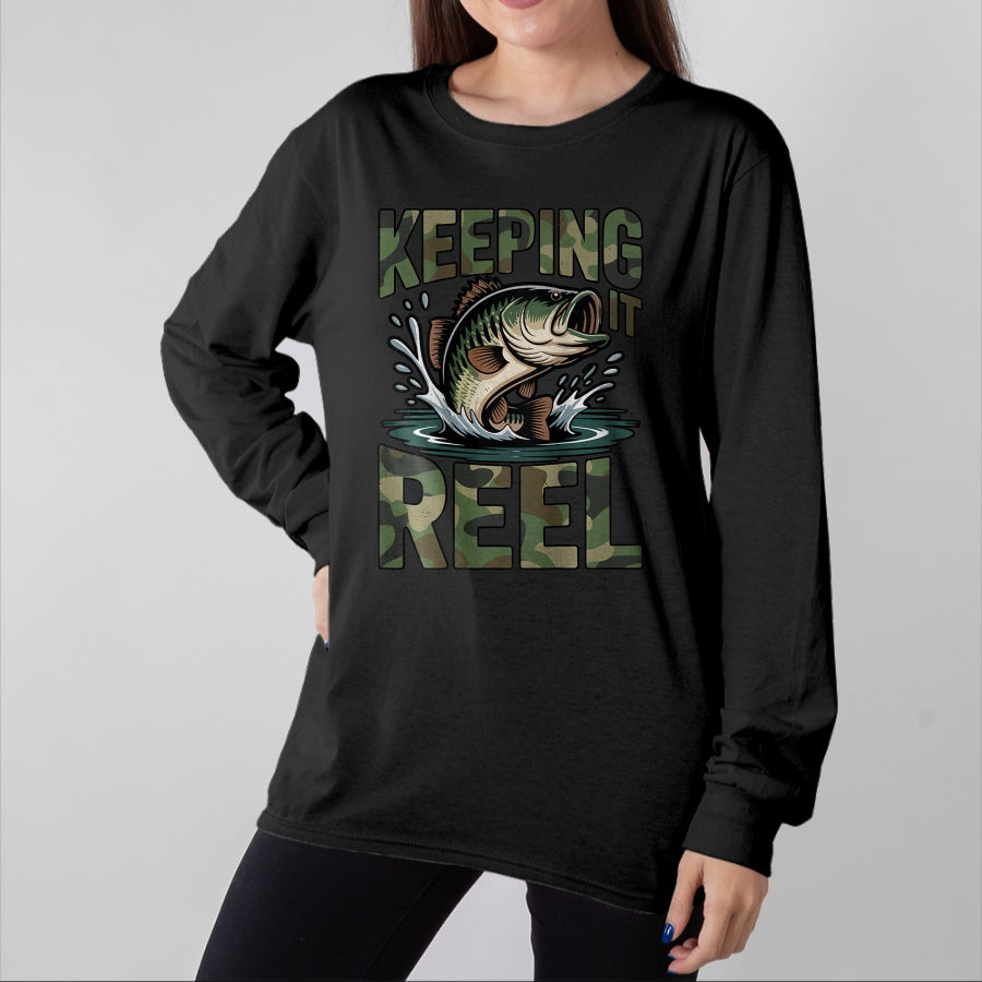 Funny Fishing Shirt, Gift For Fishing Lover Unisex T-Shirt/Hoodie/Sweatshirt HLT00 - Youth Camo Fishing Bass Fish Keeping It Reel Funny Fishing T-Shirt