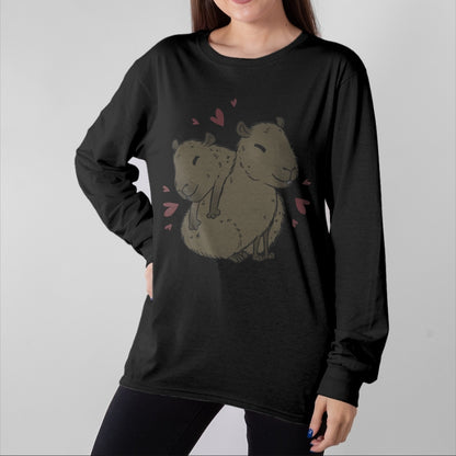 Cute Capybara Shirt, Funny Capybara Unisex T-Shirt/Hoodie/Sweatshirt HLT00 - Cute Capybara Long Sleeve T-Shirt