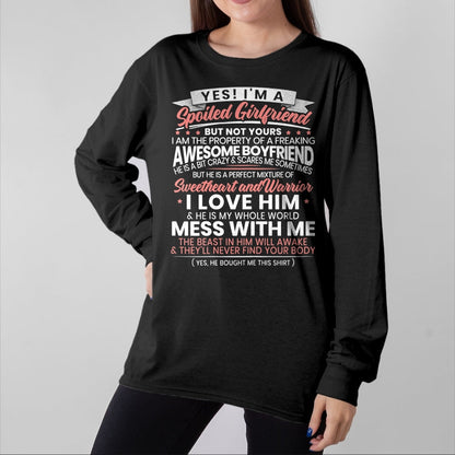 Best Wife Shirt, Wife and Husband Unisex T-Shirt/Hoodie/Sweatshirt HLT00 - Womens Yes Im A Spoiled Girlfriend for a Best Girlfriend T-Shirt