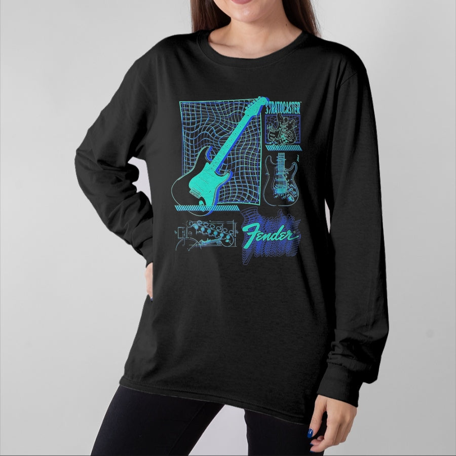 Guitar Lover Shirt, Funny Guitar UnisexT-Shirt/Hoodie/Sweatshirt HLT00 - Fender Stratocaster Guitar Schematic Poster T-Shirt, Men, Black, XX-Large