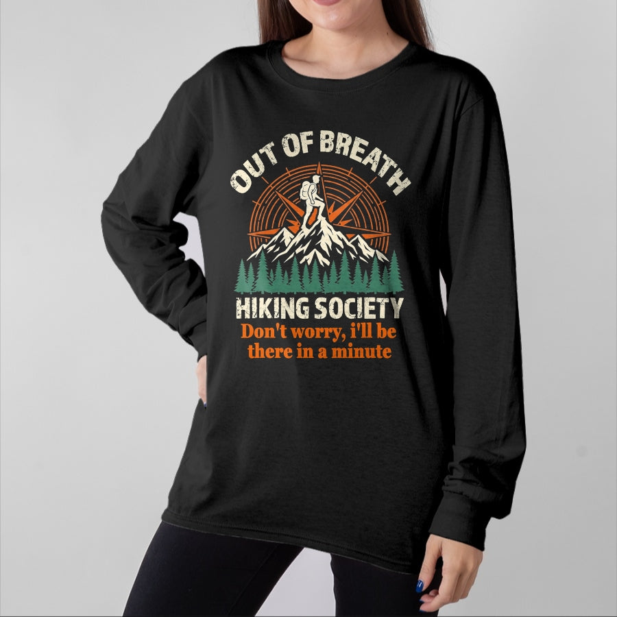 Funny Camping Shirt, Gift For Camping Lover Unisex T-Shirt/Hoodie/Sweatshirt HLT00 - Out of Breath Hiking Society Camping Mountain Funny T-Shirt