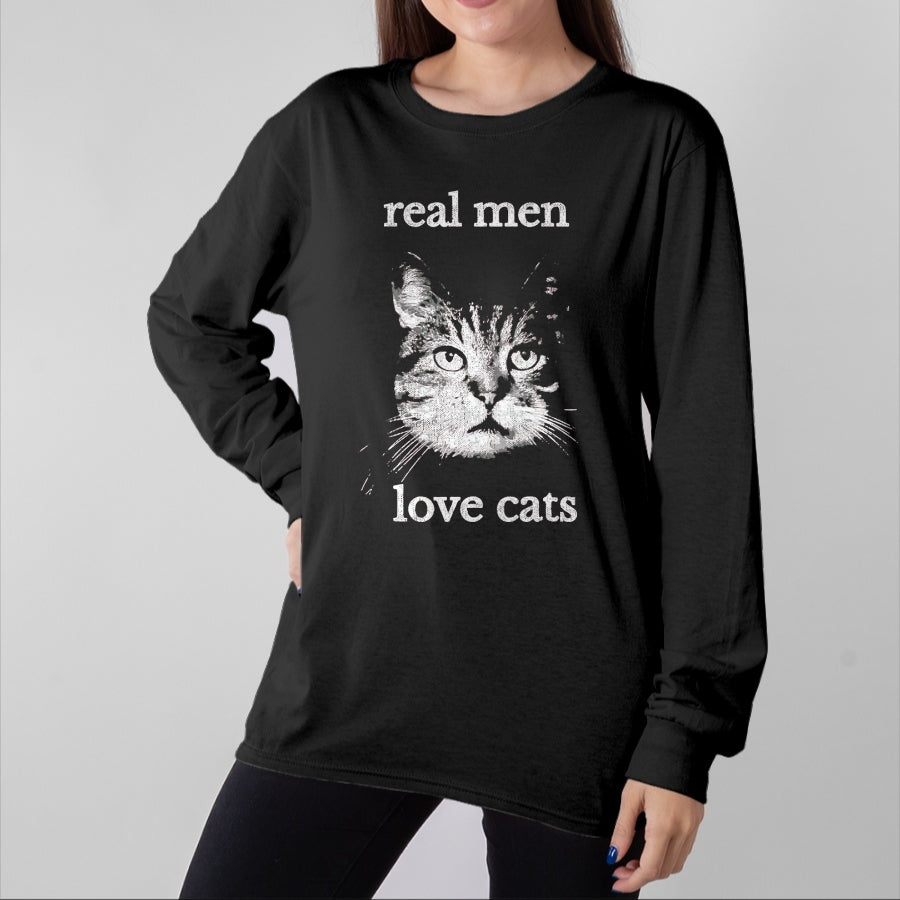 Cat Love Shirt, Funny Cat Lover Gift UnisexT-Shirt/Hoodie/Sweatshirt HLT00 - Real Men Love Cats - Cat Lover T-Shirt T-Shirt, Men, Navy Blue, X-Large