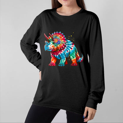 Best Dinosaur Lover Shirt, Funny Dinosaur UnisexT-Shirt/Hoodie/Sweatshirt HLT00 - Tie Dye Color Triceratops Tie Dyed Dinosaur Prehistoric Dino T-Shirt