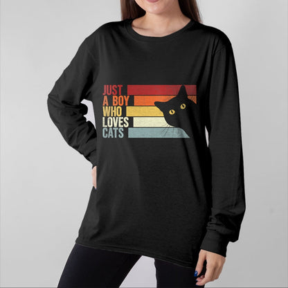 Cat Love Shirt, Funny Cat Lover Gift UnisexT-Shirt/Hoodie/Sweatshirt HLT00 - Just A Boy Who Loves Cats. Funny Cats Lover T-Shirt (1)