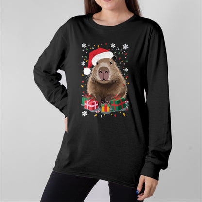 Cute Capybara Shirt, Funny Capybara Unisex T-Shirt/Hoodie/Sweatshirt HLT00 - Capybara Christmas Long Sleeve T-Shirt (5)