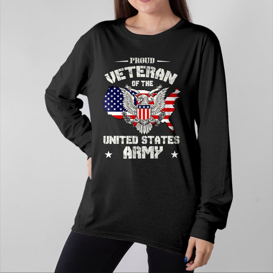 Proud Veteran Shirt, Funny Veteran UnisexT-Shirt/Hoodie/Sweatshirt HLT00 - Proud Veteran of The US Army - USA Flag Soldier Veteran T-Shirt