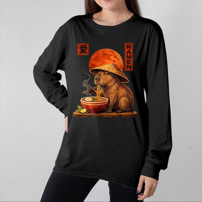 Cute Capybara Shirt, Funny Capybara Unisex T-Shirt/Hoodie/Sweatshirt HLT00 - Capybara Ramen Japanese Art Funny Anime Graphic Tee Kawaii T-Shirt, Men, Black, 3X-Large