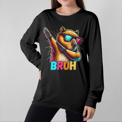 Cute Capybara Shirt, Funny Capybara Unisex T-Shirt/Hoodie/Sweatshirt HLT00 - Funny Dabbing Capy Bruh Teens Youth Kids Meme Rodent Lovers T-Shirt