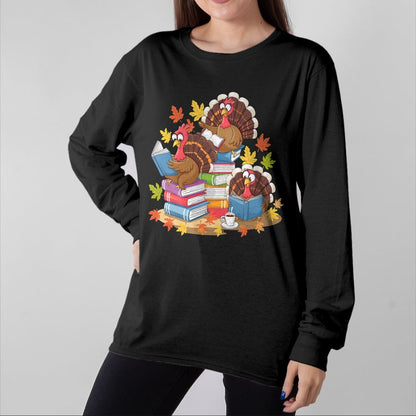 Best Thanksgiving Family Shirt , Funny Thanksgiving UnisexT-Shirt/Hoodie/Sweatshirt HLT00 - Turkey Reading Books Fall Season Thanksgiving Teacher Book T-Shirt