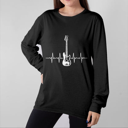 Guitar Lover Shirt, Funny Guitar UnisexT-Shirt/Hoodie/Sweatshirt HLT00 - Cool Bass Guitar Heartbeat Design for Bass Player Men Women T-Shirt, Men, Black, 3X-Large