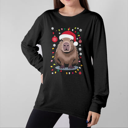 Cute Capybara Shirt, Funny Capybara UnisexT-Shirt/Hoodie/Sweatshirt HLT00 - Capybara Christmas Long Sleeve T-Shirt