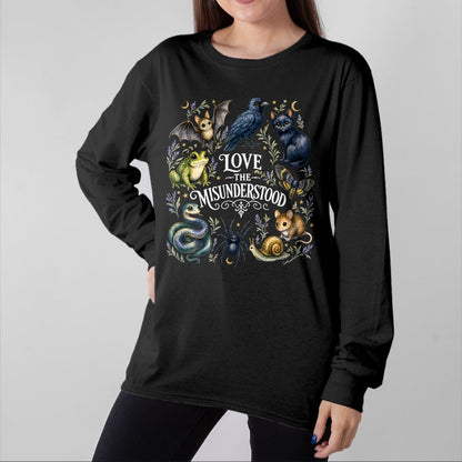 Cat Love Shirt, Funny Cat Lover Gift UnisexT-Shirt/Hoodie/Sweatshirt HLT00 - Love The Misunderstood Bat Frog Raven Snake Cat Moth Spider T-Shirt (2)