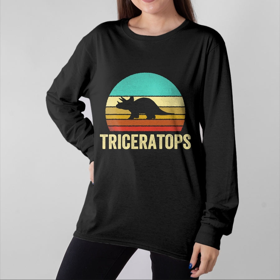 Best Dinosaur Lover Shirt, Funny Dinosaur UnisexT-Shirt/Hoodie/Sweatshirt HLT00 - Vintage Triceratops Shirt Sunset Dinosaur T-Shirt