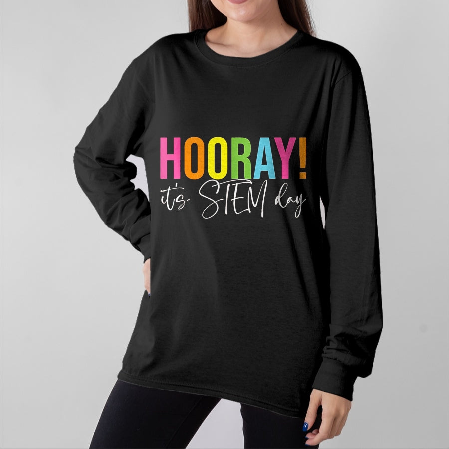 Best Student Shirt, Funny Back To School UnisexT-Shirt/Hoodie/Sweatshirt HLT00 - Hooray It_s STEM Day Teacher Specials Squad Back to School T-Shirt, Women, Black, X-Large