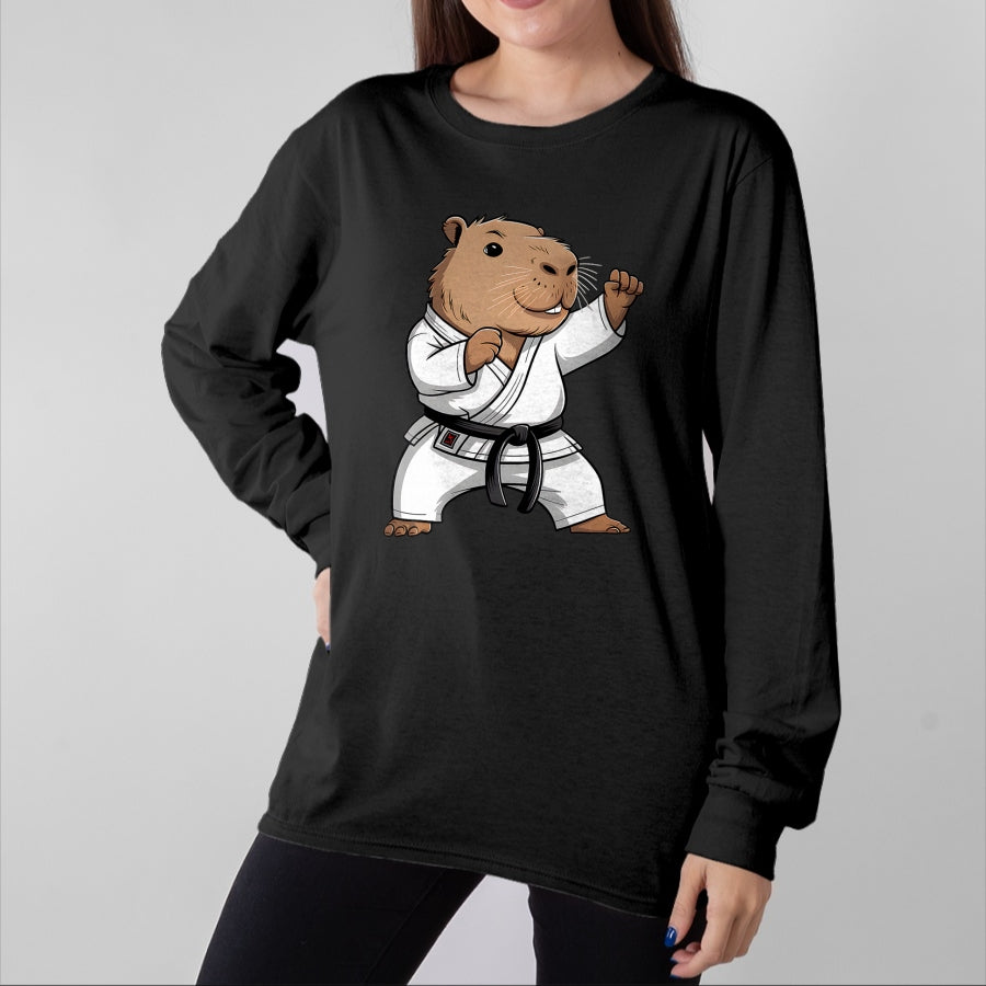Cute Capybara Shirt, Funny Capybara Unisex T-Shirt/Hoodie/Sweatshirt HLT00 - Martial Arts Capybara Funny Karate Taekwondo Jiu Jitsu Judo T-Shirt