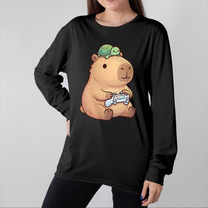 Cute Capybara Shirt, Funny Capybara Unisex T-Shirt/Hoodie/Sweatshirt HLT00 - Cute Capybara Anime Gamer Turtle Funny Graphic Kawaii T-Shirt