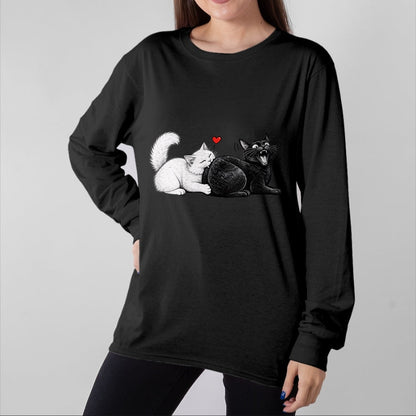 Cat Love Shirt, Funny Cat Lover Gift UnisexT-Shirt/Hoodie/Sweatshirt HLT00 - Women_s Funny Cat Couple Black White Cats Love Cat Biting Cat Butt V-Neck T-Shirt (1)