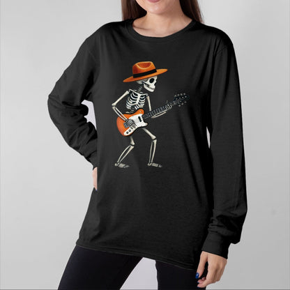 Guitar Lover Shirt, Funny Guitar UnisexT-Shirt/Hoodie/Sweatshirt HLT00 - Skeleton Playing Electric Guitar Rock Halloween Boys Men Tee T-Shirt