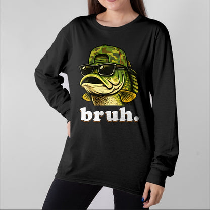 Funny Fishing Shirt, Gift For Fishing Lover Unisex T-Shirt/Hoodie/Sweatshirt HLT00 - Bruh Fishing Camo Bass Fish Funny Boys Kids Camouflage T-Shirt