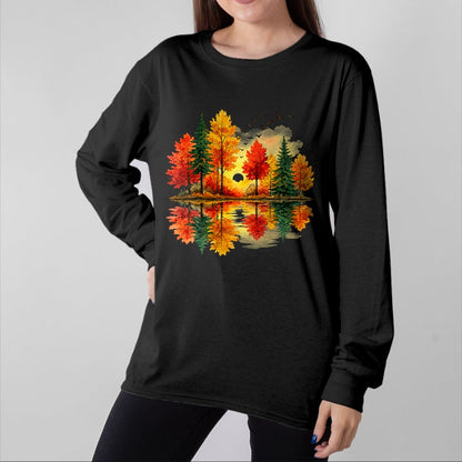 Best Thanksgiving Family Shirt , Funny Thanksgiving UnisexT-Shirt/Hoodie/Sweatshirt HLT00 - Retro Autumn Fall Leaves Forest Nature Lake Reflection T-Shirt