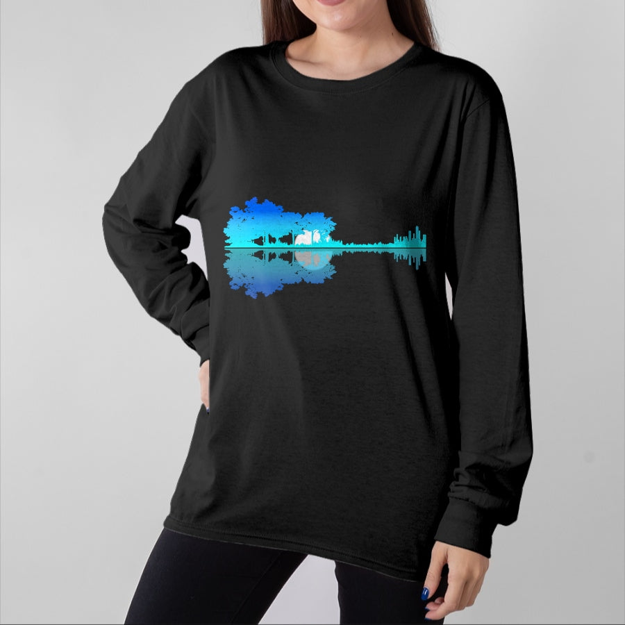 Guitar Lover Shirt, Funny Guitar UnisexT-Shirt/Hoodie/Sweatshirt HLT00 - Guitar Lake Shadow Love Guitar Musician T-Shirt