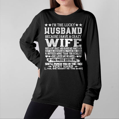 Best Wife Shirt, Wife and Husband Unisex T-Shirt/Hoodie/Sweatshirt HLT00 - Gift for wife T shirt, lucky wife   I Am A Lucky Husband I Have A Crazy Wife Christmas Birthday T-Sh (1)