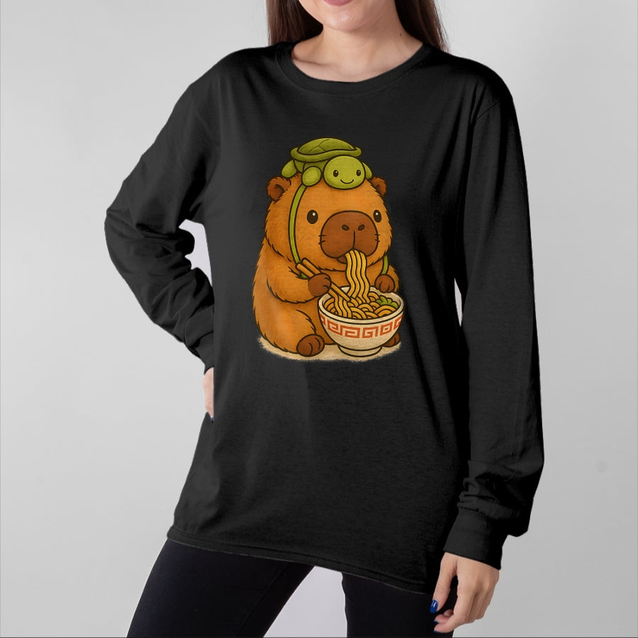 Cute Capybara Shirt, Funny Capybara UnisexT-Shirt/Hoodie/Sweatshirt HLT00 - Capybara Anime Ramen Turtle Funny Graphic Kawaii Capibara T-Shirt