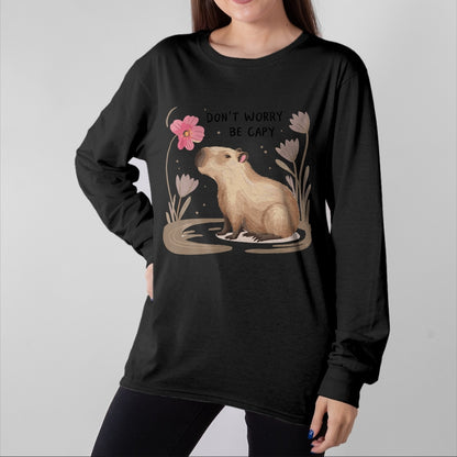 Cute Capybara Shirt, Funny Capybara Unisex T-Shirt/Hoodie/Sweatshirt HLT00 - Cute Dont Worry Be Capy Capybara Girls Boys Kids Youth Women T-Shirt