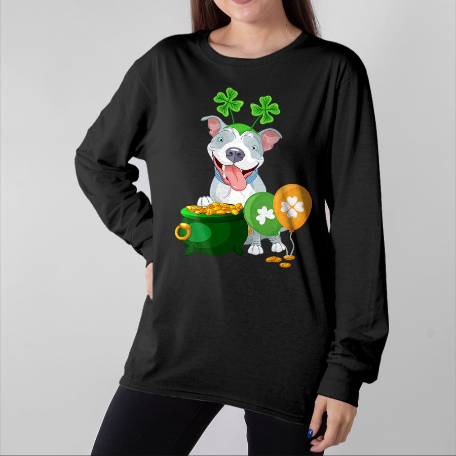 Patrick Day Shirts for Family, Funny Patrick Day shirts, st patrick's day Unisex T-Shirt/Hoodie/Sweatshirt HLT00 - Pitbull Dog Irish Leprechaun Balloon Saint St Patrick Day T-Shirt
