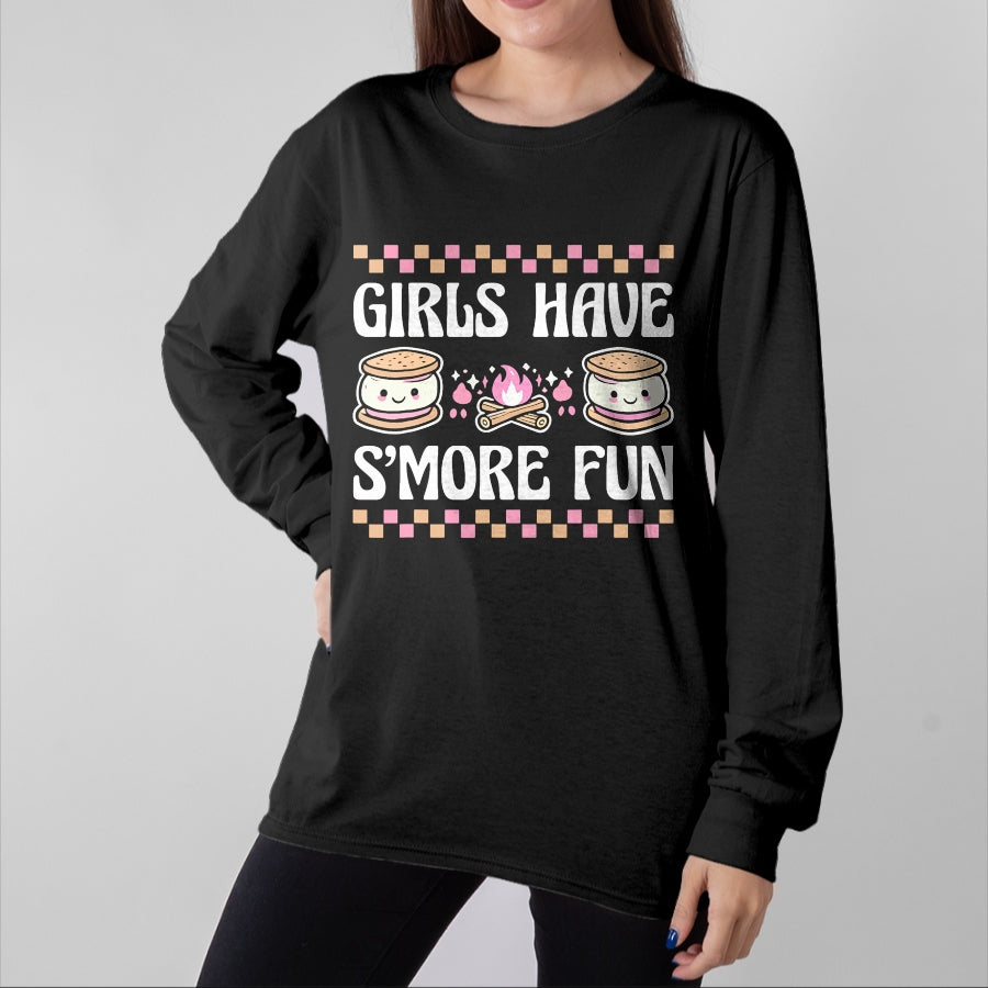 Funny Camping Shirt, Gift For Camping Lover Unisex T-Shirt/Hoodie/Sweatshirt HLT00 - Girls Have Smore Fun Camping Friends Camp Women Girl Kids T-Shirt