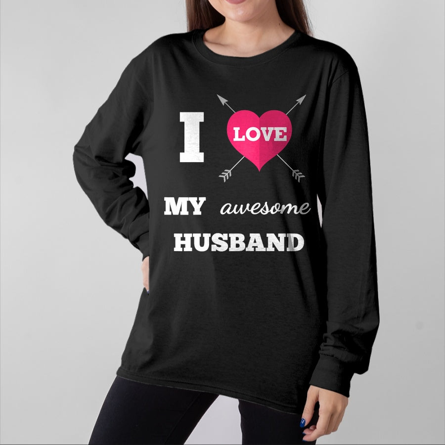Best Wife Shirt, Wife and Husband Unisex T-Shirt/Hoodie/Sweatshirt HLT00 - I Love My Awesome Husband Shirt Heart & Arrow Cool Wife Tee T-Shirt (1)