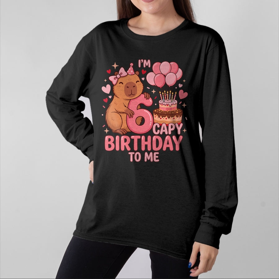 Cute Capybara Shirt, Funny Capybara UnisexT-Shirt/Hoodie/Sweatshirt HLT00 - Capybara 6 Year Birthday Girl Capybara 6th Birthday 2020 T-Shirt