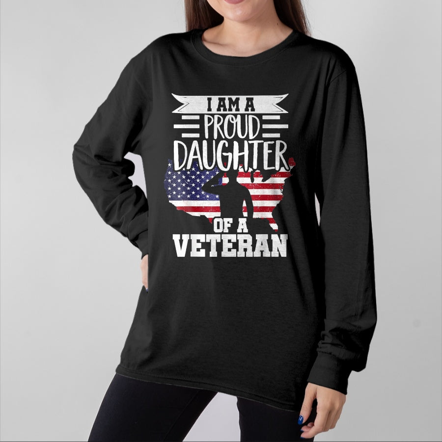 Proud Veteran Shirt, Funny Veteran UnisexT-Shirt/Hoodie/Sweatshirt HLT00 - Proud Daughter Veteran Nothing Scares Patriotic Veterans Day T-Shirt, Women, Olive Green, Large