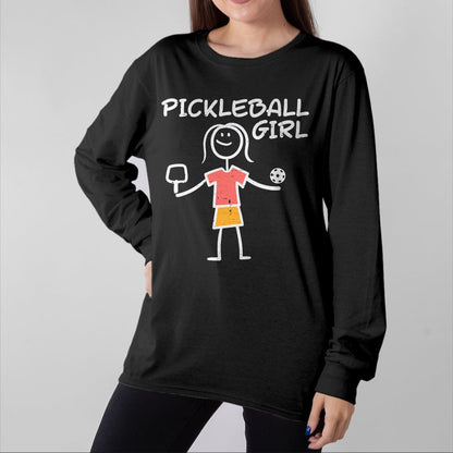Funny Pickleball Shirt, Pickleball Lover Unisex T-Shirt/Hoodie/Sweatshirt HLT00 - Pickleball Girl Stickman Pickle Ball Women Girls Kids Youth T-Shirt