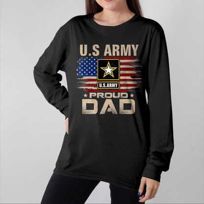Gift for Dad Shirt, Funny Dad Unisex T-Shirt/Hoodie/Sweatshirt HLT00 – Vintage U.S Army Proud Dad With American Flag T-Shirt