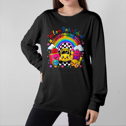 Best Student Shirt, Funny Back To School UnisexT-Shirt/Hoodie/Sweatshirt HLT00 - Welcome Back to School Cute Rainbow Bus Teacher Student Kids T-Shirt