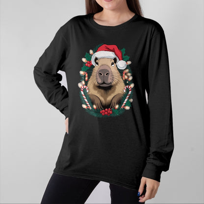 Cute Capybara Shirt, Funny Capybara Unisex T-Shirt/Hoodie/Sweatshirt HLT00 - Capybara Christmas Long Sleeve T-Shirt (3)