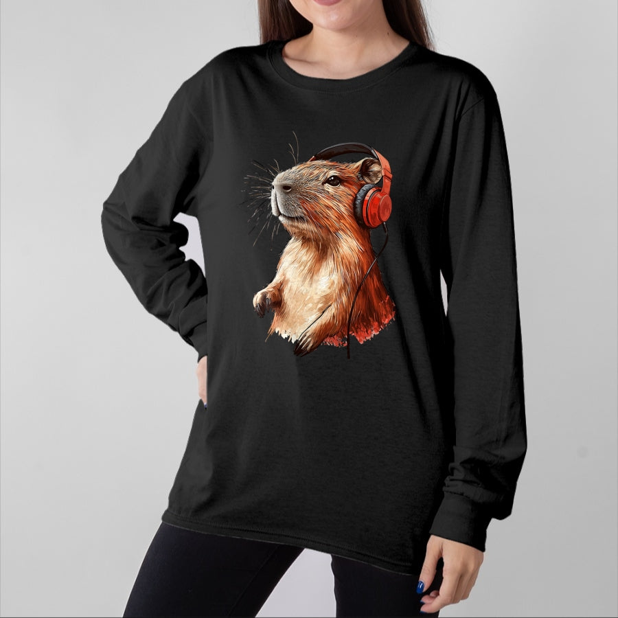 Cute Capybara Shirt, Funny Capybara Unisex T-Shirt/Hoodie/Sweatshirt HLT00 - Capybara Long Sleeve T-Shirt (3)