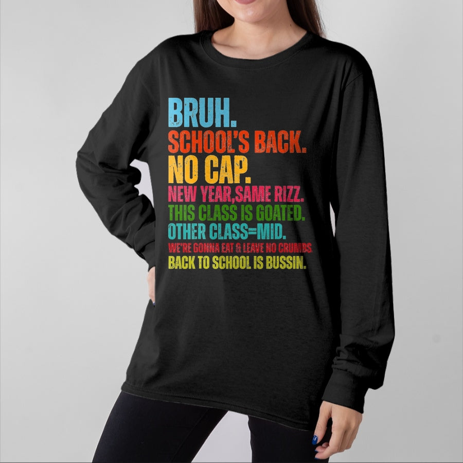 Best Student Shirt, Funny Back To School UnisexT-Shirt/Hoodie/Sweatshirt HLT00 - Vintage Bruh We Back No Cap Bruh We_re Back Student Teacher T-Shirt, Men, Black, 3X-Large