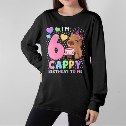 Cute Capybara Shirt, Funny Capybara UnisexT-Shirt/Hoodie/Sweatshirt HLT00 - Capybara Birthday Shirt 6 Kawaii Girl Capybara 6th Birthday T-Shirt