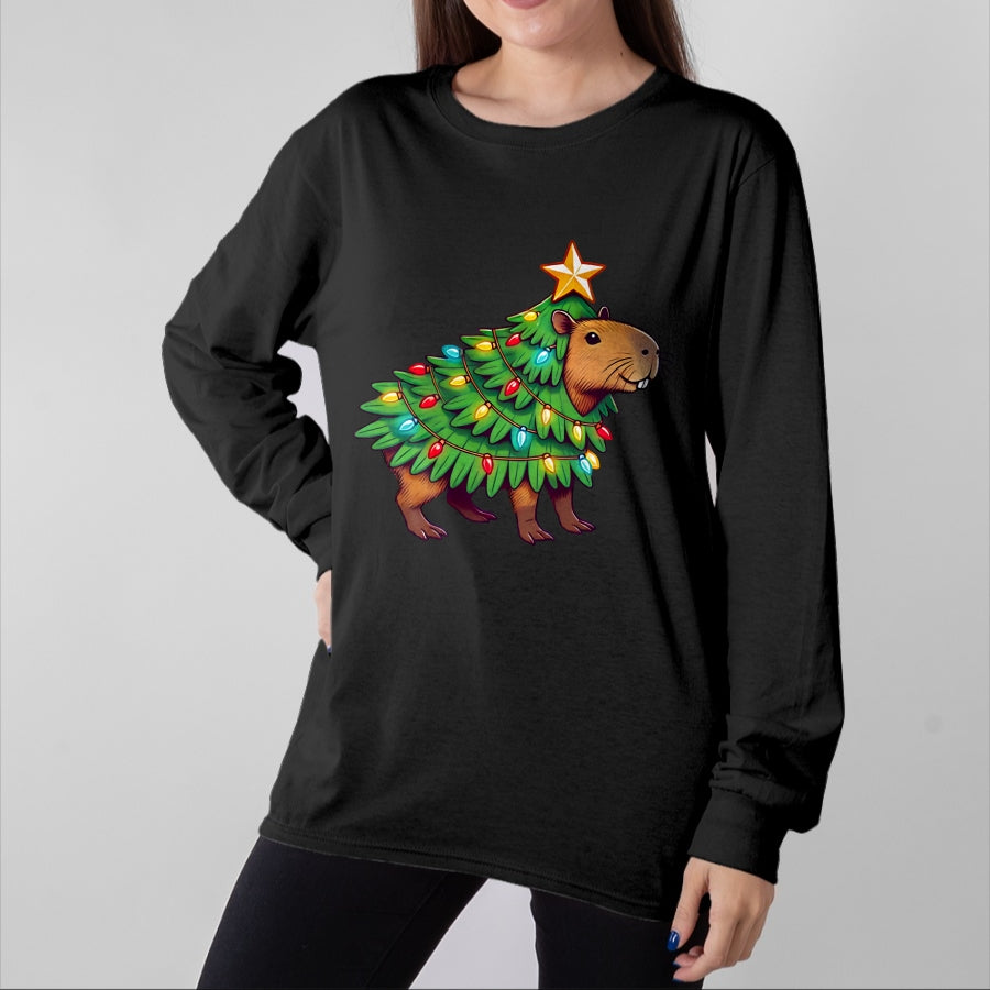 Cute Capybara Shirt, Funny Capybara UnisexT-Shirt/Hoodie/Sweatshirt HLT00 - Capybara Christmas Long Sleeve T-Shirt (2)