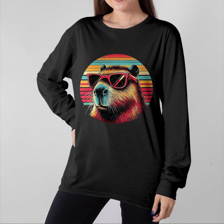 Cute Capybara Shirt, Funny Capybara Unisex T-Shirt/Hoodie/Sweatshirt HLT00 - Capybara Retro Sunglasses T-Shirt, Men, Black, 3X-Large